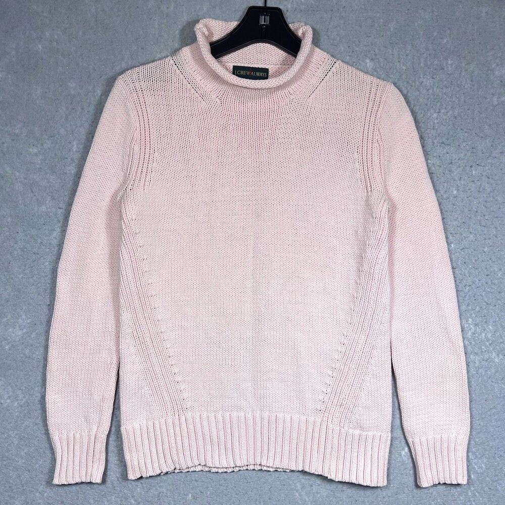 VTG J. Crew Always Sweater Pink Knit Roll Neck Pullover Long Sleeve Women’s XS